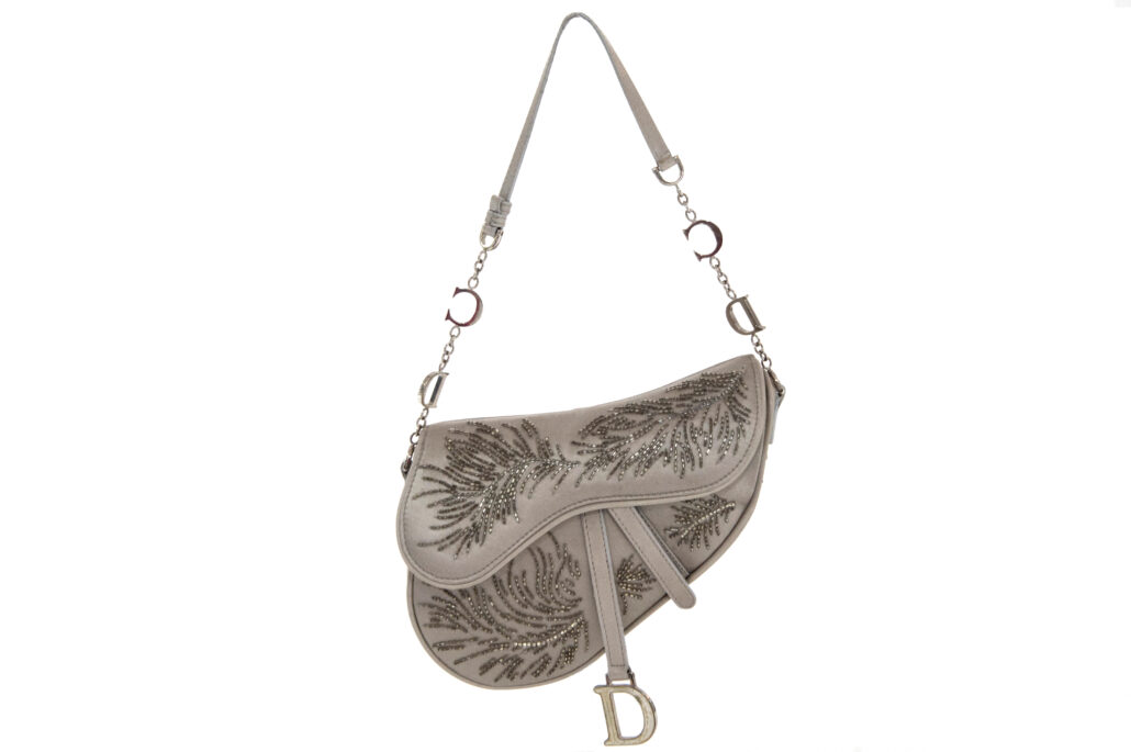Christian Dior saddle bag in grey silk limited edition - Vintage Shop ...